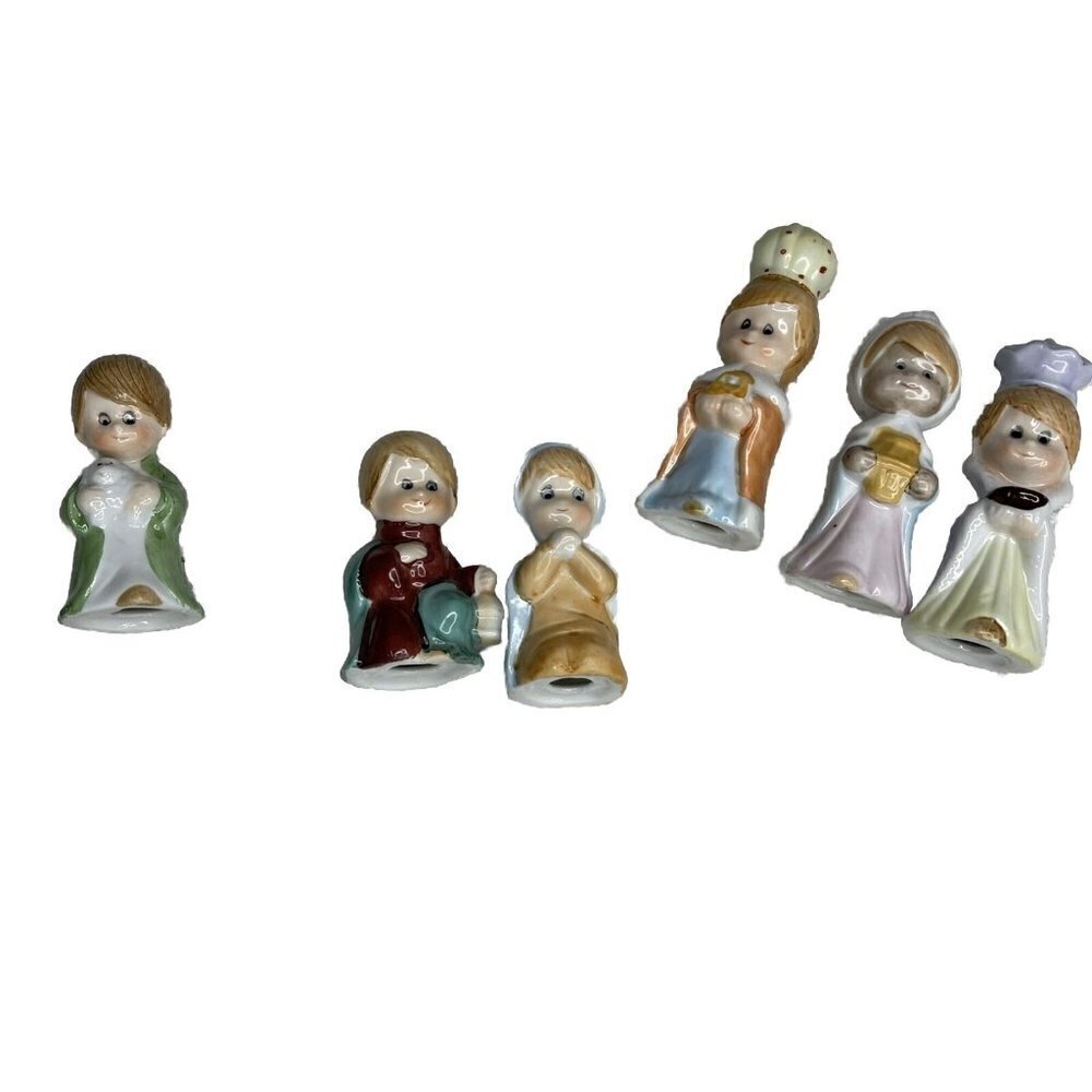 Vintage Nativity Set 6 Piece Porcelain Figurines Made in Taiwan Christmas Decor‎